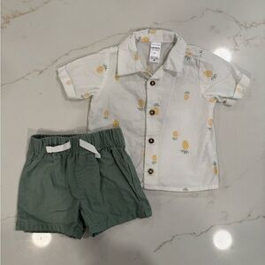 Carter's Pineapple Print Top and Green Shorts Set